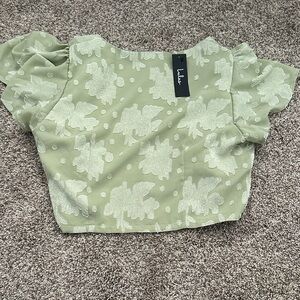 Lulu's Sage Green Floral Blouse